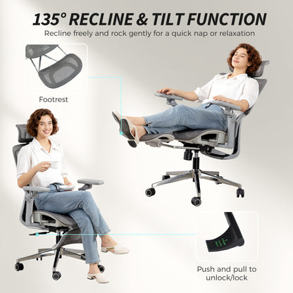 Ergonomic Office Chair, Mesh Desk Chair with Lumbar Support, Footrest