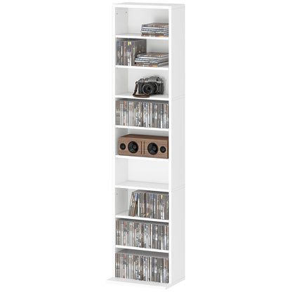260 CD Storage Unit 120 DVD Storage Tower with 9 Compartments White
