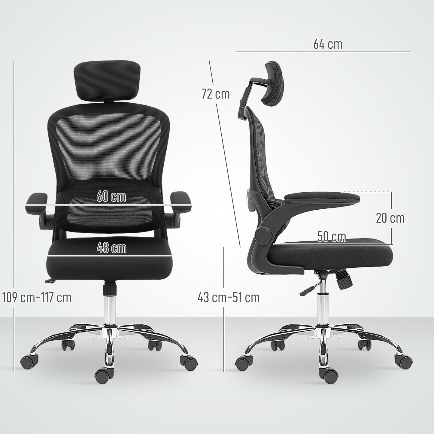 High Back Mesh Computer Desk Chair with Lumbar Support, Black