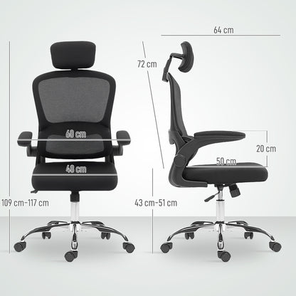 High Back Mesh Computer Desk Chair with Lumbar Support, Black