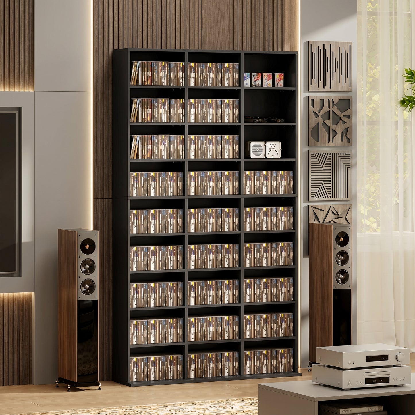 835 CD/500 DVD Storage Unit, Blu-ray Media Storage Shelf, Black
