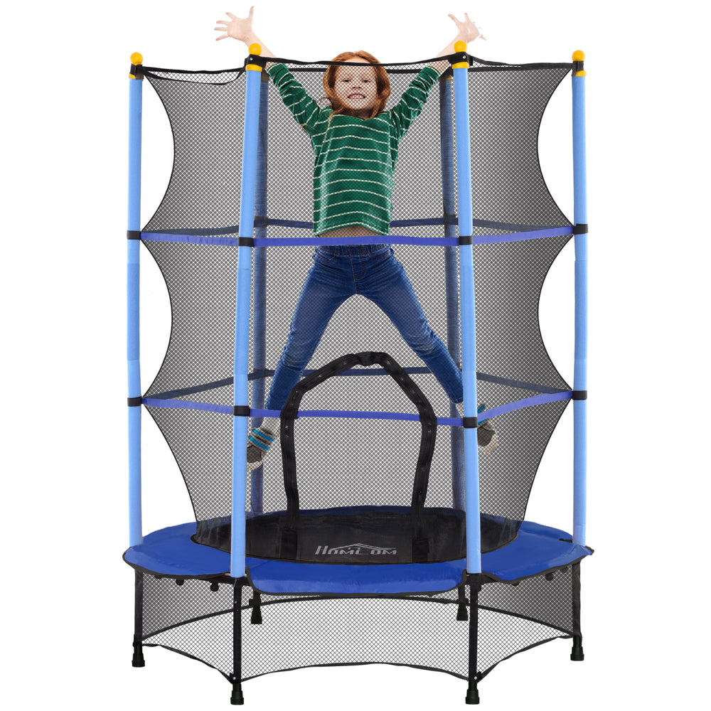 4.6FT/75" Kids Trampoline with Safety Enclosure, Indoor Outdoor Blue