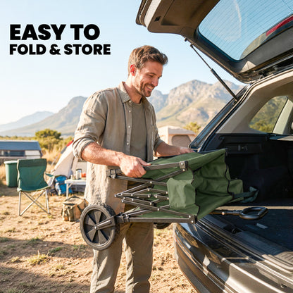 95L Foldable Festival Trolley on Wheels, Dark Green