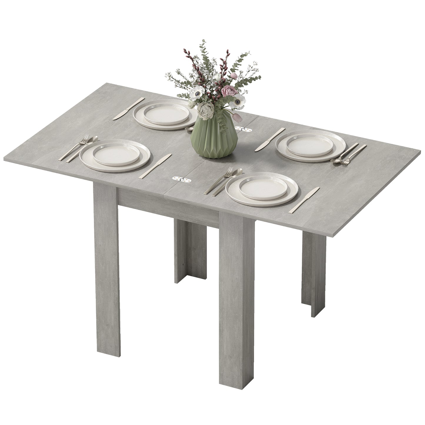 Folding Dining Table for 4-6, Drop Leaf Table for Small Spaces, Grey