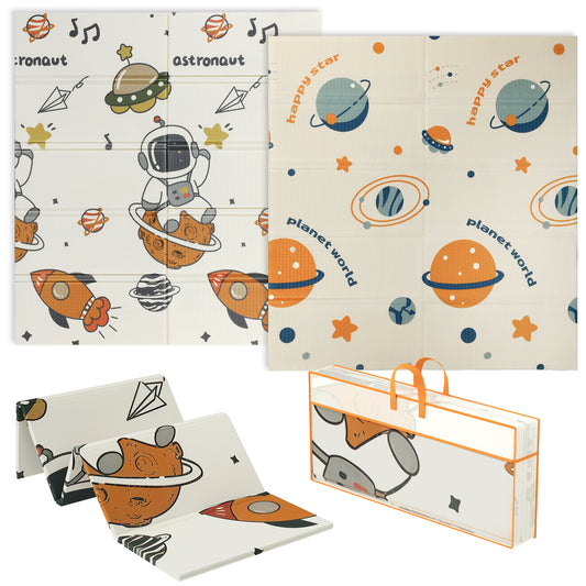 Baby Play Mat, Double Sided Crawling Mat, Astronaut & Planet Theme