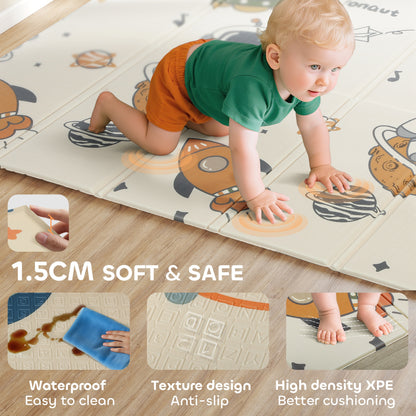 Baby Play Mat, Double Sided Crawling Mat, Astronaut & Planet Theme