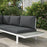 4 Pcs Patio Garden Set w/ 5-Level Recline Corner Sofa, Garden Lounge Sectional Conversation Sofa Set w/ Cushions, Coffee Table, White