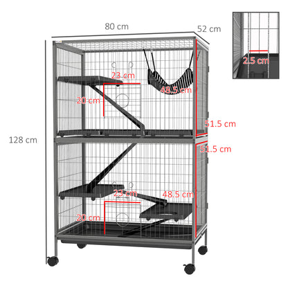 Small Animal Cages for Chinchilla Ferret Kitten on Wheels W/ Hammock Tray