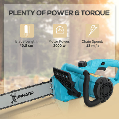 Electric Chainsaw Garden Tools, 2000 W for Wood, Blue