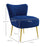 Accent Chair, Velvet Armless Lounge Chair with Gold Tone Steel Legs, Upholstered Occasional Tub Chair for Bedroom, Living Room, Blue