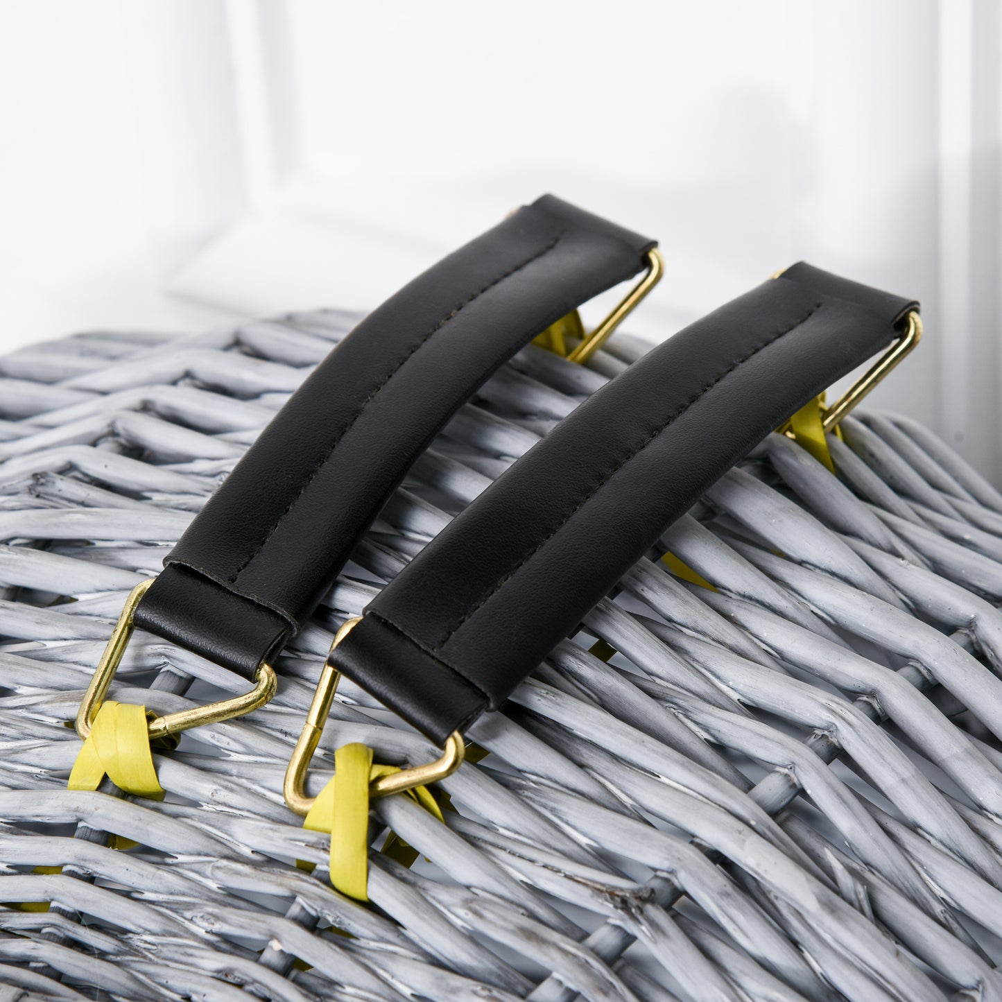 Cats Wicker Travel Carrier Basket w/ Plush Cushion Grey