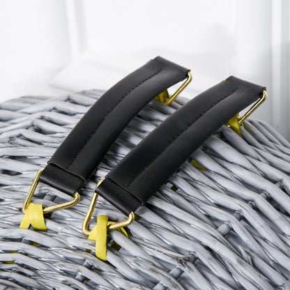 Cats Wicker Travel Carrier Basket w/ Plush Cushion Grey