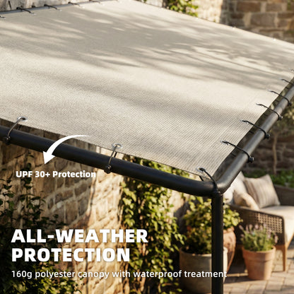 3 x 2 m Lean to Garden Pergola, Metal Frame Gazebo Pergola, Cream
