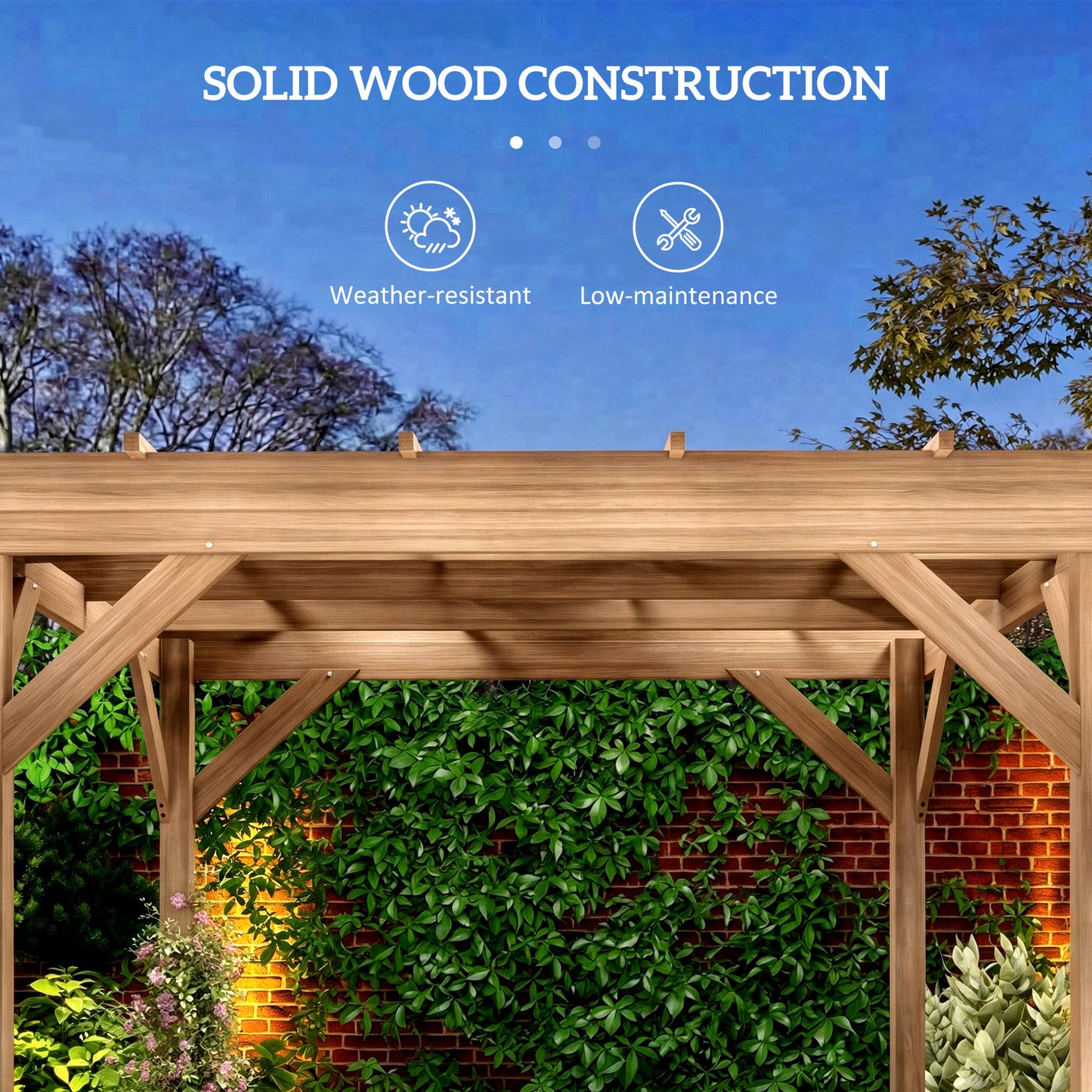 3 x 3 m Wooden Pergola Kit, Garden Gazebo Shelter, Dark Brown