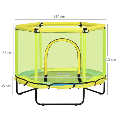 4.6FT Kids Trampoline with Enclosure Safety Net for 3-10 YearsYellow