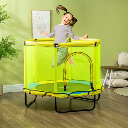 4.6FT Kids Trampoline with Enclosure Safety Net for 3-10 YearsYellow