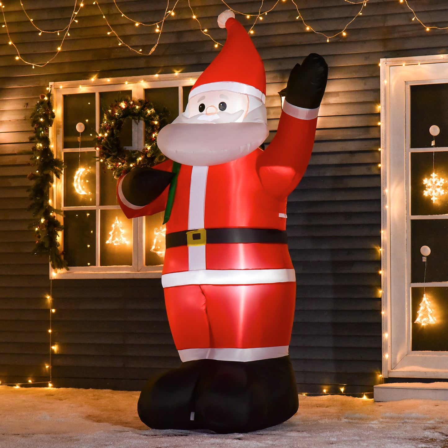8ft Lighted Christmas Inflatable Santa Claus Gift Bag Yard Decoration