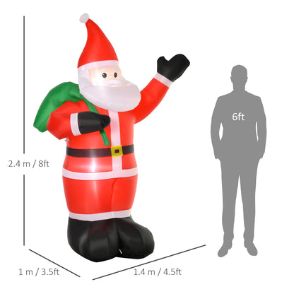 8ft Lighted Christmas Inflatable Santa Claus Gift Bag Yard Decoration