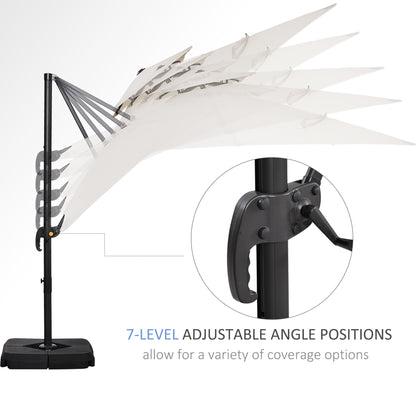 360° Cantilever Parasol Roma Umbrella w/ Base Weights, Beige