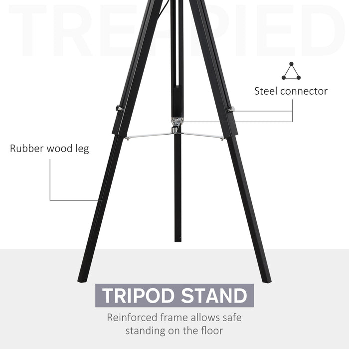 Modern Tripod Standing Lamps for Living Room with Fabric Lampshade, Floor Lamps for Bedroom, (Bulb not Included), Grey and Black