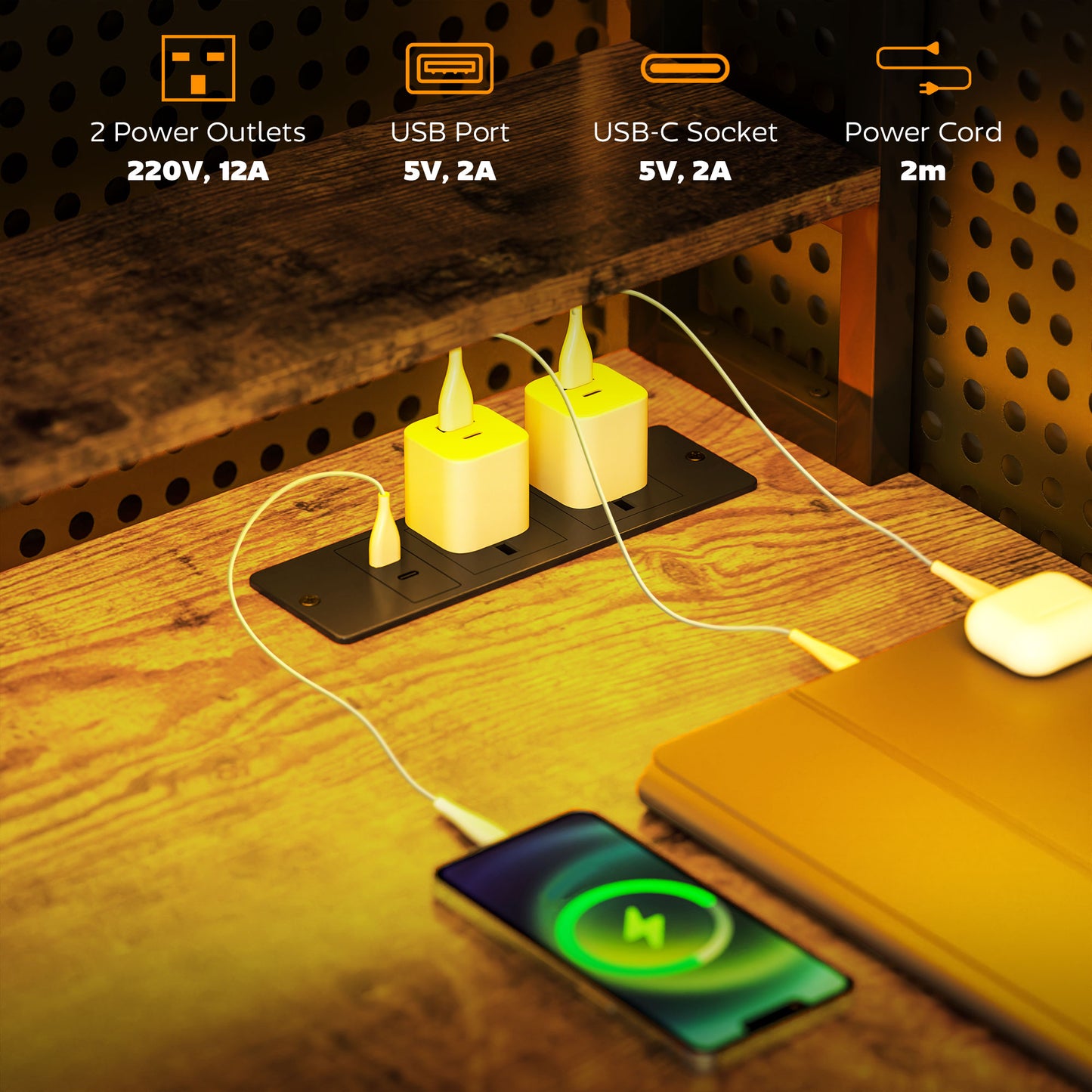 Computer Desk Home Office Desk with Monitor Stand, Rustic Brown