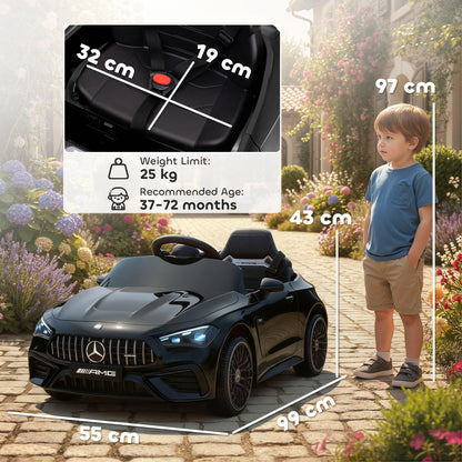 Kids Electric Car Licensed Mercedes AMG, 12V Ride On Car, Black