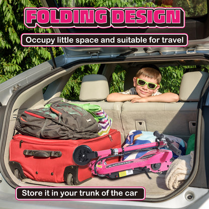 Folding Kids Electric Scooter for 7-14, Pink