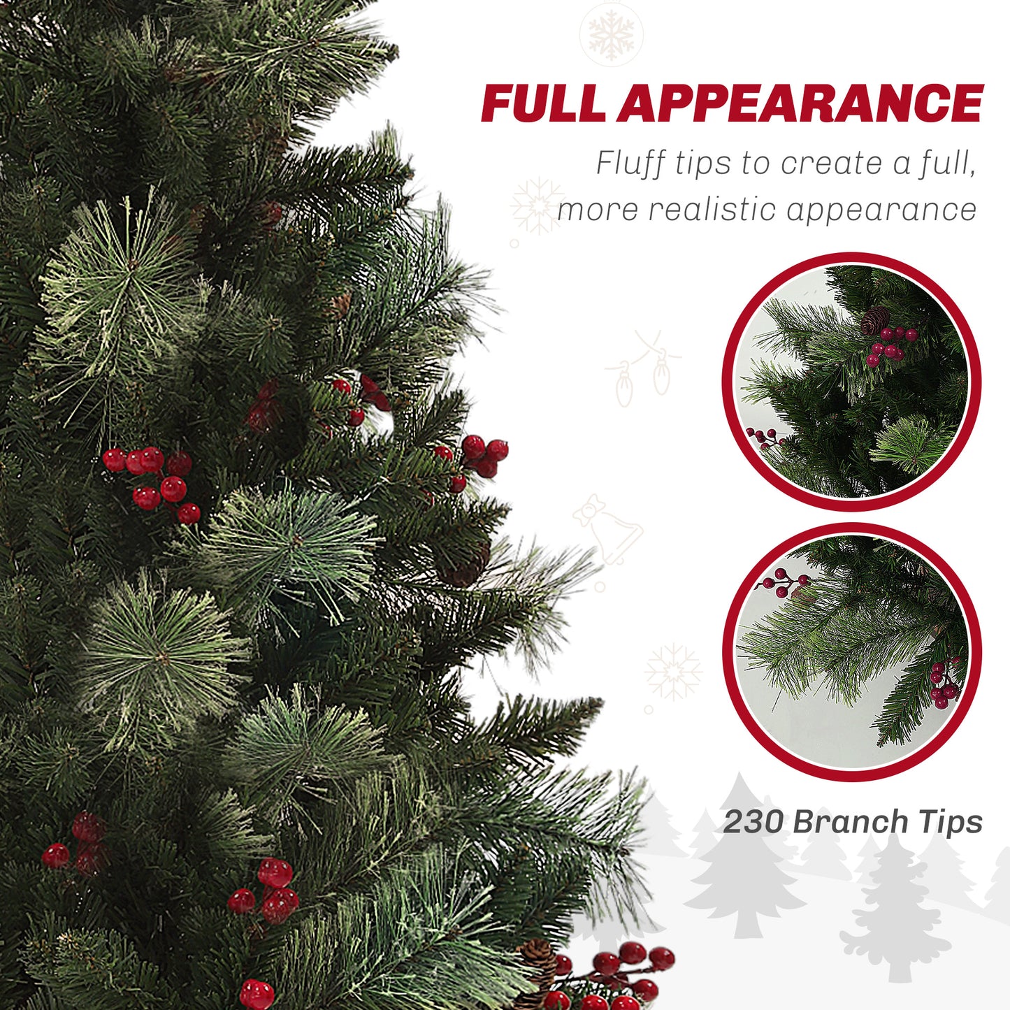 1.2m Prelit Christmas Tree with 100 Warm White LED Lights and 8 Modes
