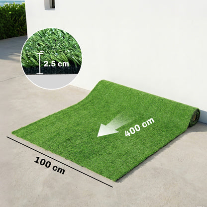 2pcs Artificial Grass Turf with Self-draining 1m x 4m Green