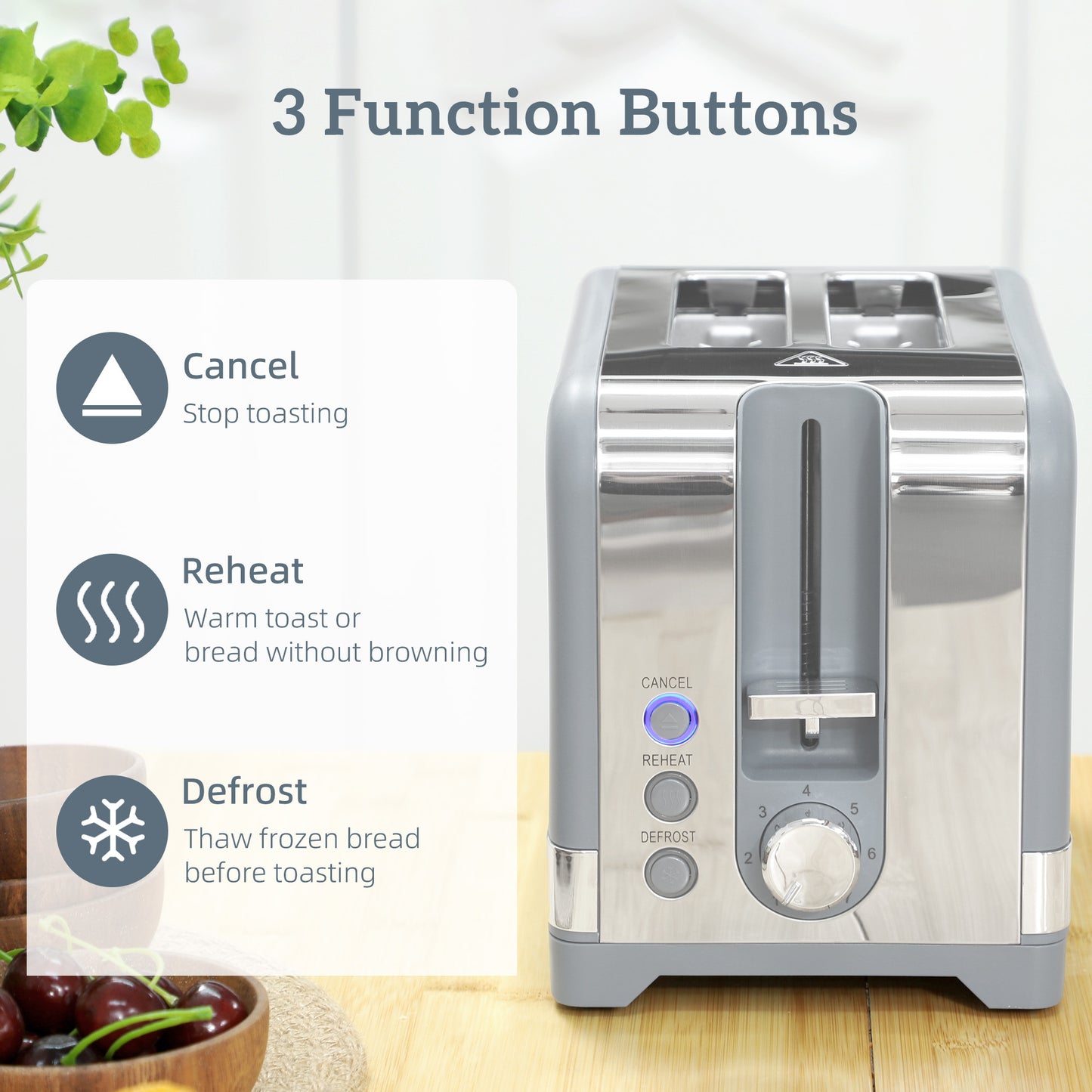 3000W Rapid Boil Kettle and Toaster Set with Otter Thermostat, Grey