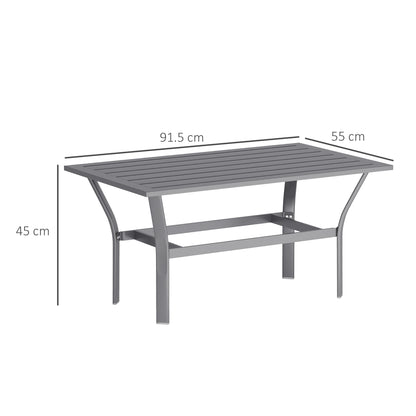 Metal Garden Coffee Table with Slatted Tabletop, Dark Grey