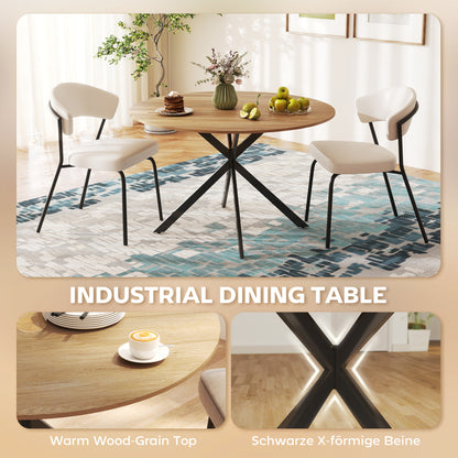 120 cm Dining Table for 4, Industrial Kitchen Table with Steel Legs