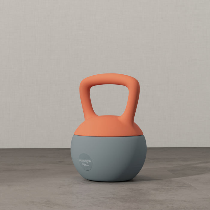 10KG Kettlebell w/ Soft Body and Non-Slip Handle, Orange and Grey