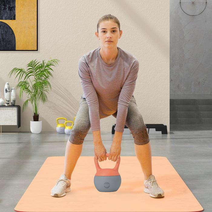 10KG Kettlebell w/ Soft Body and Non-Slip Handle, Orange and Grey