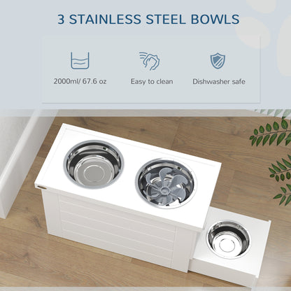 Raised Dog Bowls with Slow Feeder Mat & Semi-Auto Dispenser Function