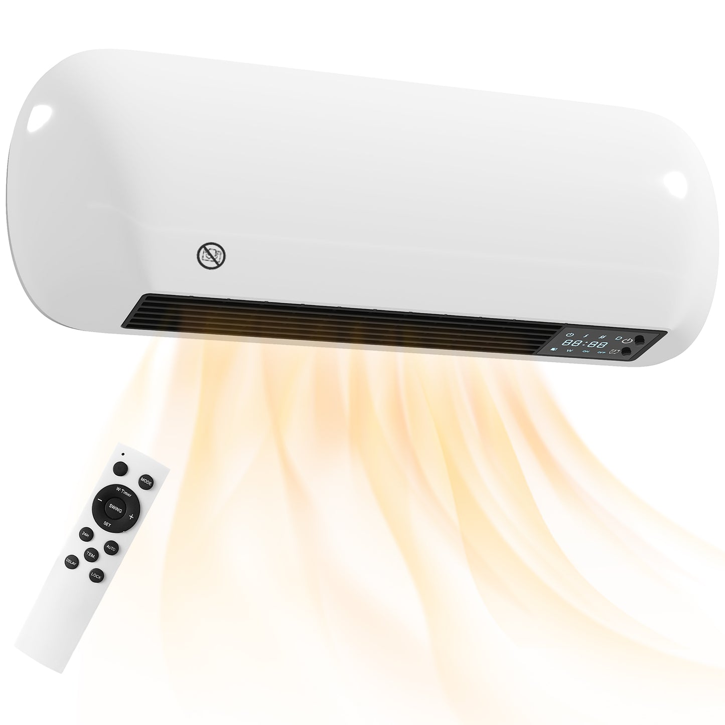 Ceramic Electric Heater 2000W with Fan, Wall Mounted, White