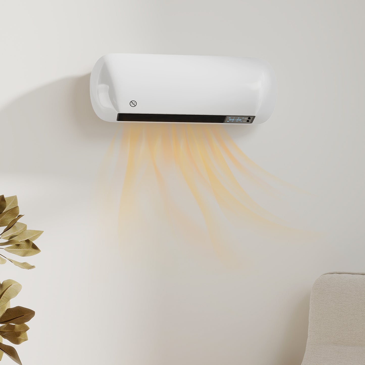 Ceramic Electric Heater 2000W with Fan, Wall Mounted, White