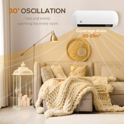 Ceramic Electric Heater 2000W with Fan, Wall Mounted, White