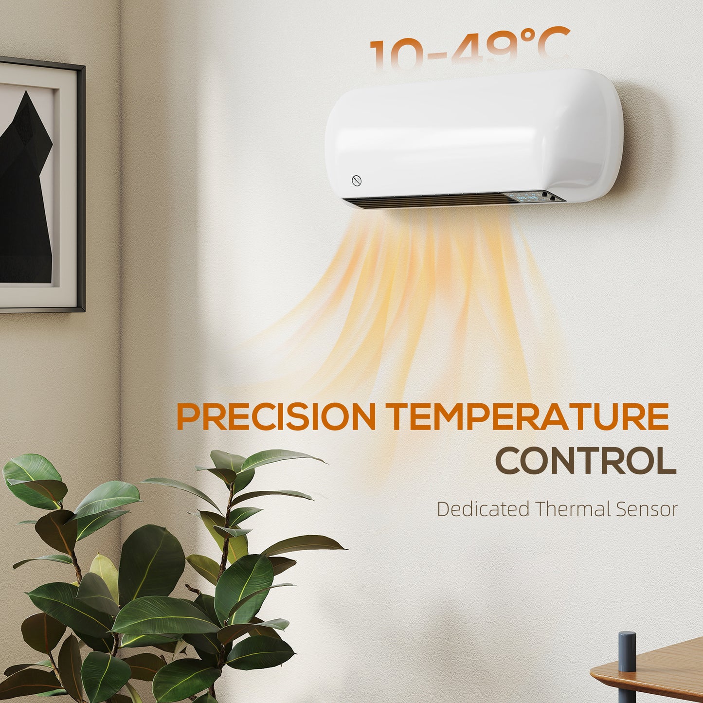 Ceramic Electric Heater 2000W with Fan, Wall Mounted, White