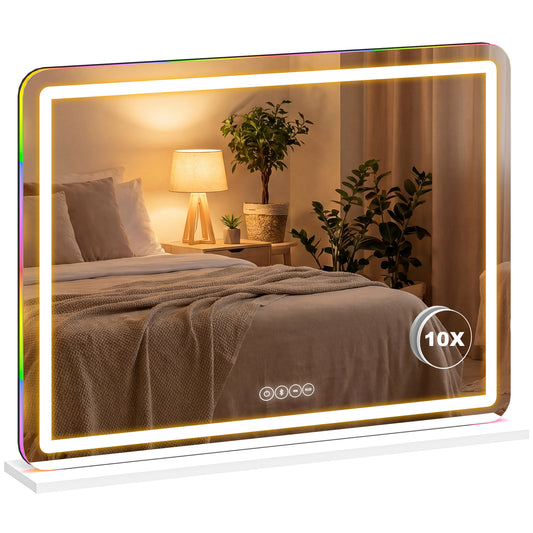 Vanity Mirror with Lights and Bluetooth Speaker, 80 x 60 cm, White