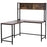 Industrial L-Shaped Work Desk & Storage Shelf Steel Frame Adjustable Feet Corner Workstation Home Office Study Stylish Brown Black