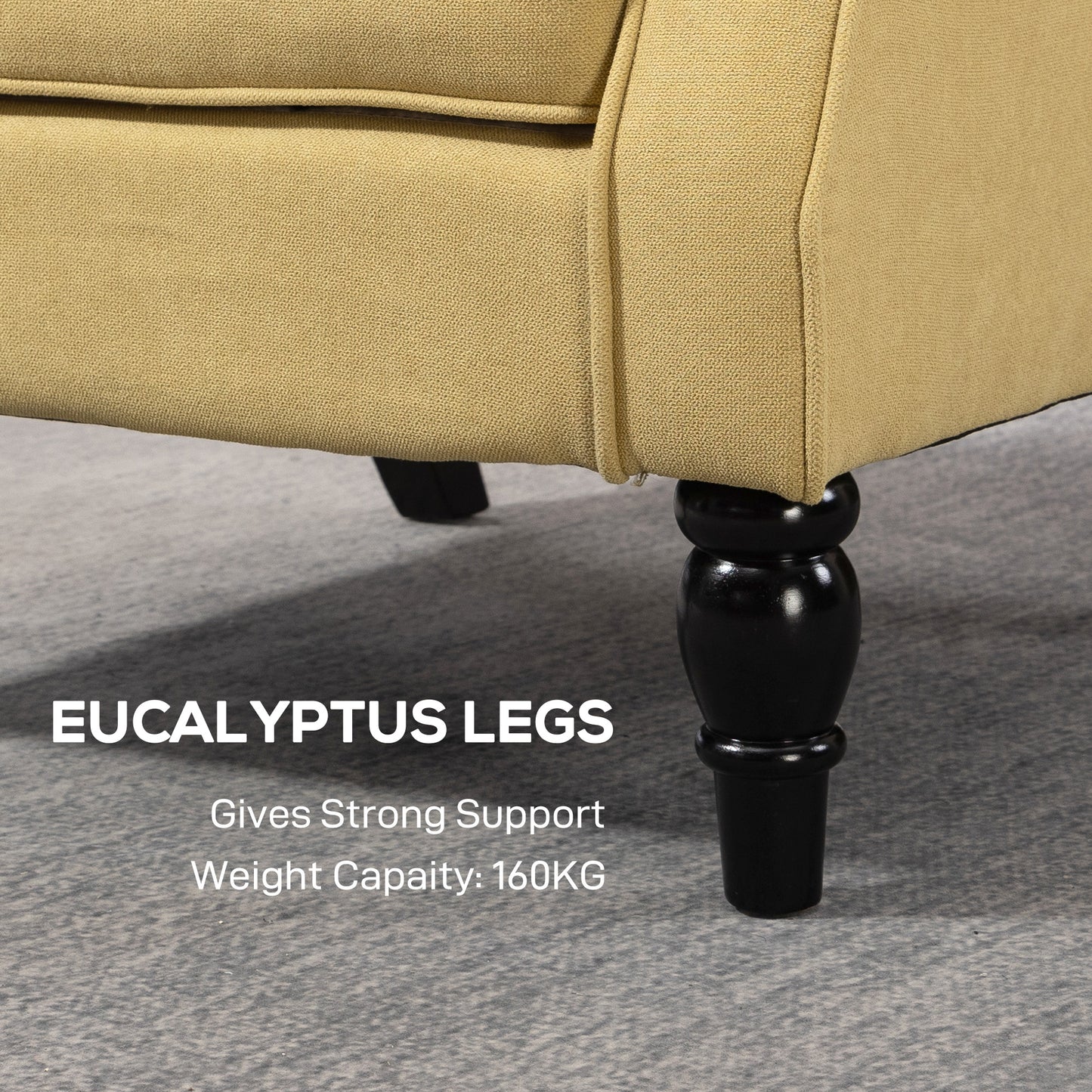 Accent Armchair Home Furniture Retro Tufted Club Wood Fabric, Yellow