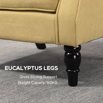 Accent Armchair Home Furniture Retro Tufted Club Wood Fabric, Yellow