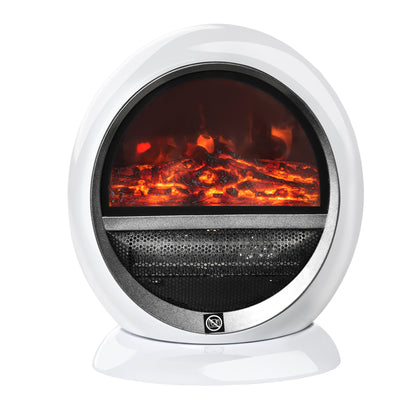 Table Top Electric Fireplace Heater W/ LED Flame Rotatable Head White