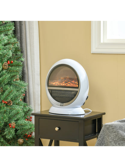 Table Top Electric Fireplace Heater W/ LED Flame Rotatable Head White