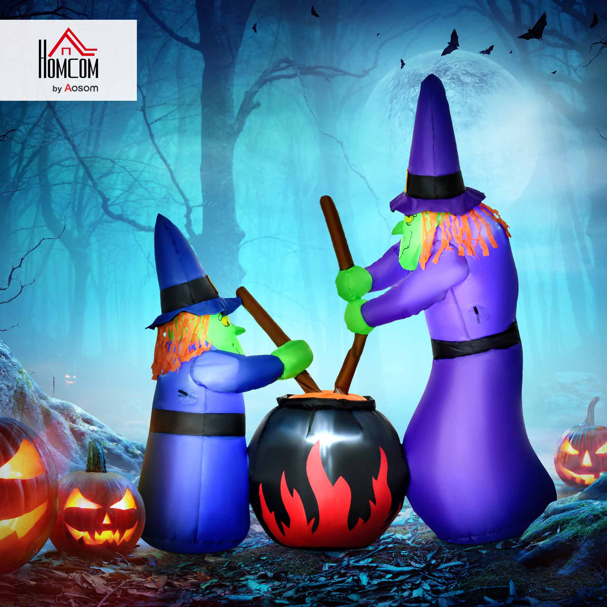 1.8m Tall Inflatable Halloween Decoration Witches Light Airblown Outdoor