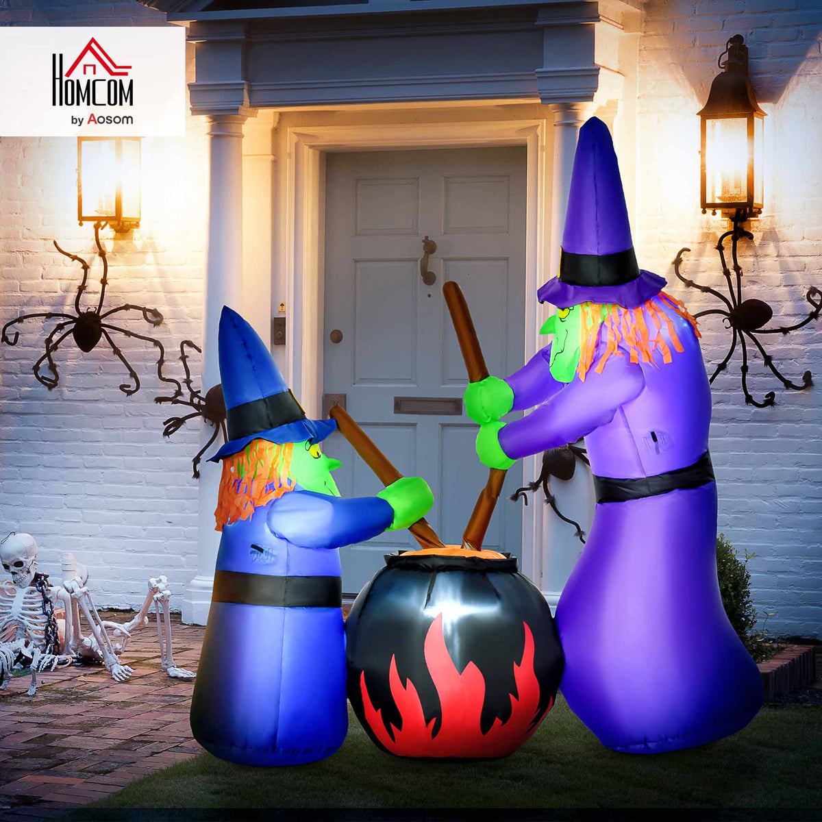 1.8m Tall Inflatable Halloween Decoration Witches Light Airblown Outdoor