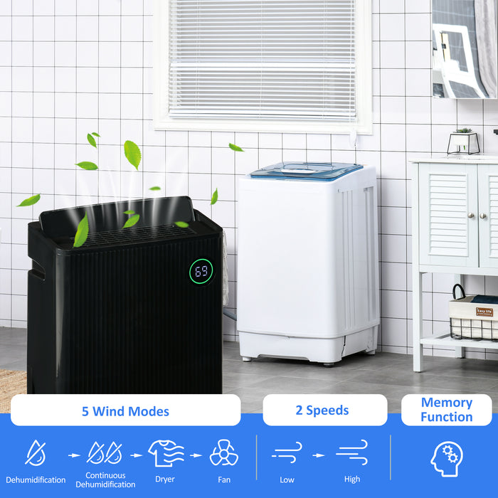 16L/Day Quiet Air Dehumidifier with Purifier, UVC, Ioniser, Timer, Black