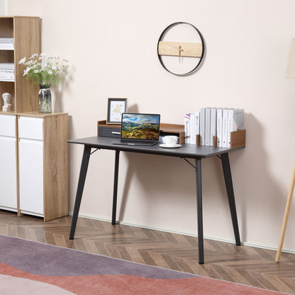 Built-In Storage Desk Workstation Steel w/ Adjustable Feet Drawer Black