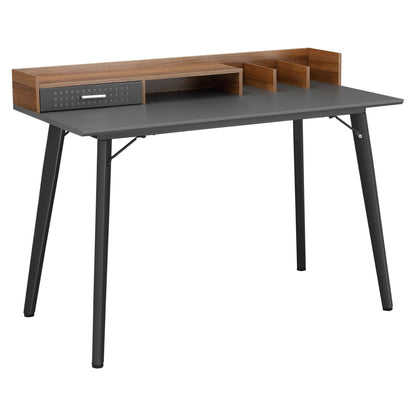 Built-In Storage Desk Workstation Steel w/ Adjustable Feet Drawer Black